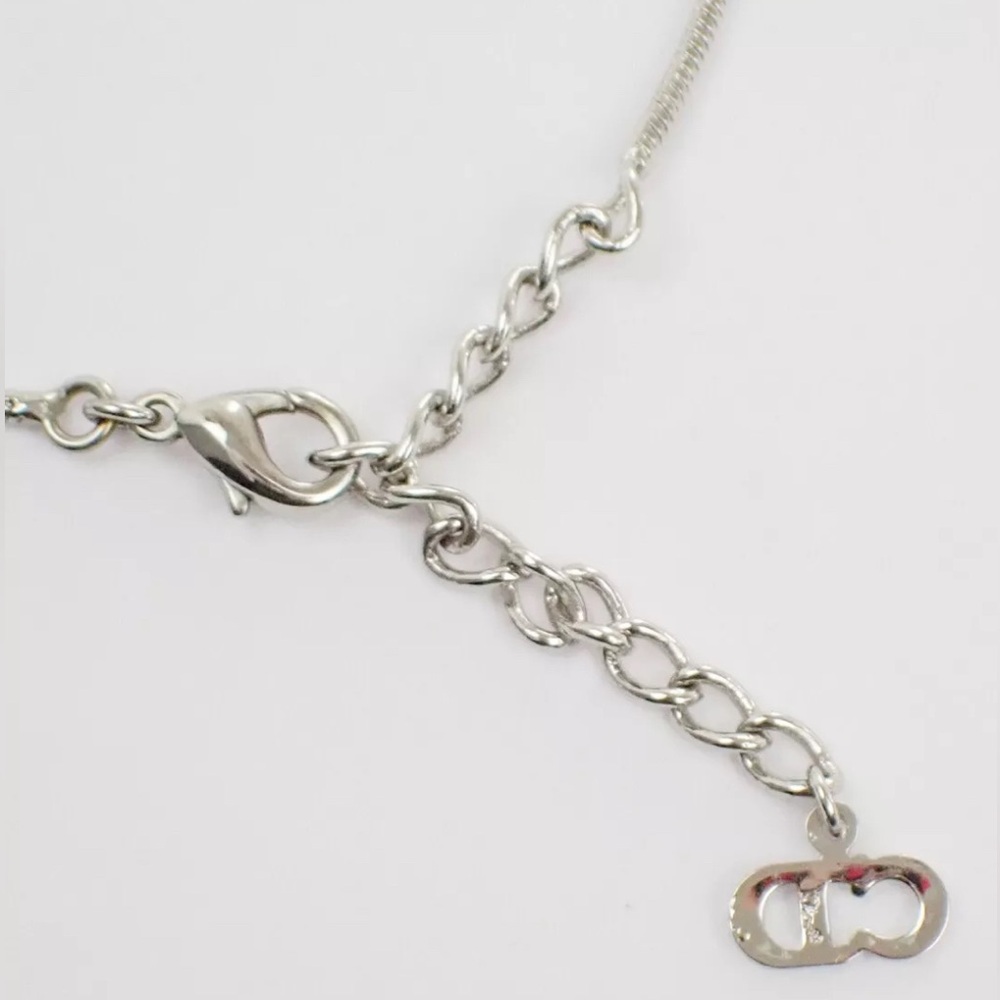 EUC [Christian Dior] Authentic Silver “D” Charm Logo Stamped Pendant Necklace - Picture 11 of 15